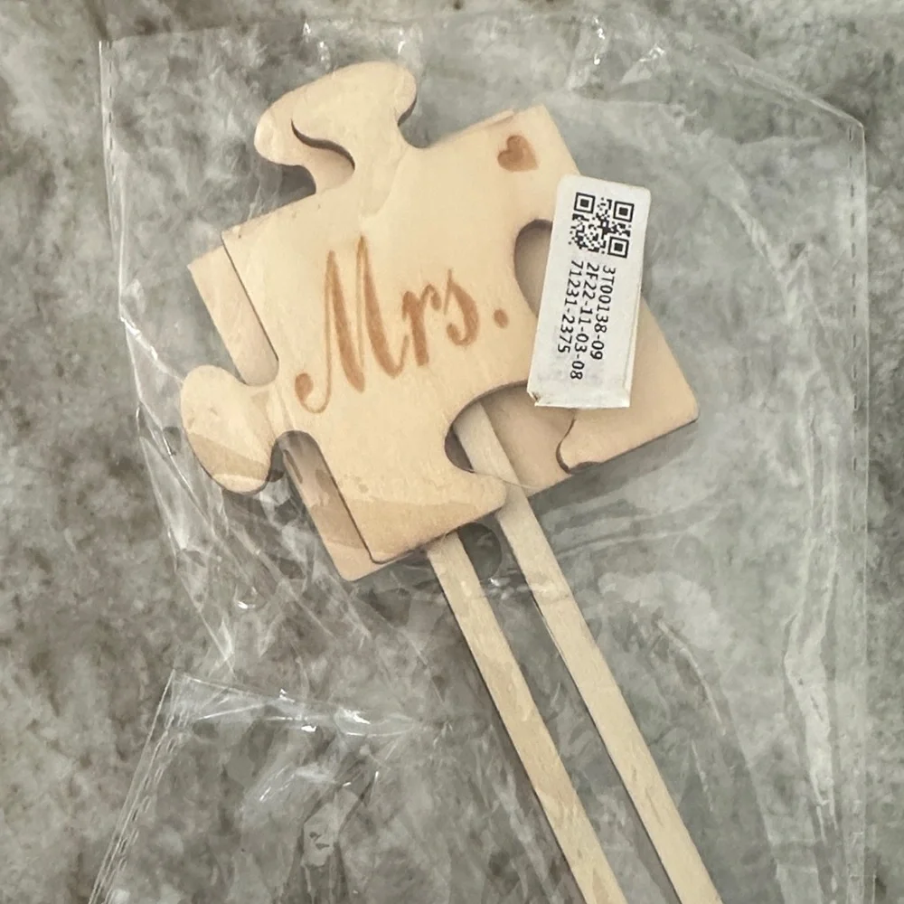 Wooden Puzzle Piece Cake Topper